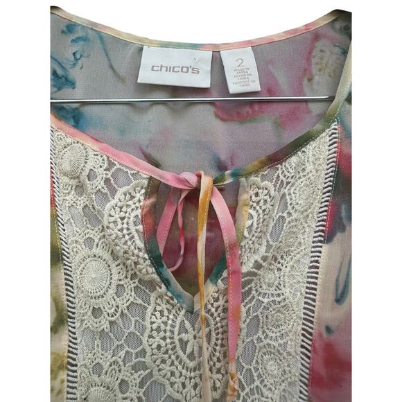 Chicos Diffused Floral Lynelle Top. Size-2 - Picture 5 of 8